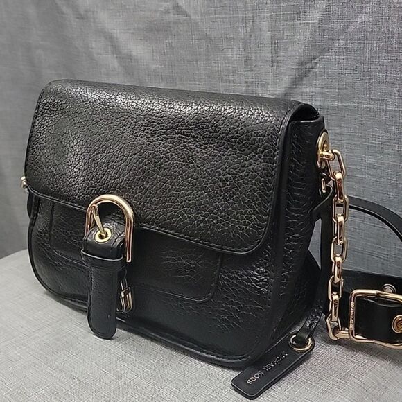 Michael Kors Cooper Black Pebbled Leather Messenger Crossbody Shoulderbag  - Picture 3 of 11